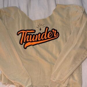 Beige Thunder Sweatshirt with Orange Logo